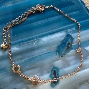 18k rose gold pladed planet ankle bracelet